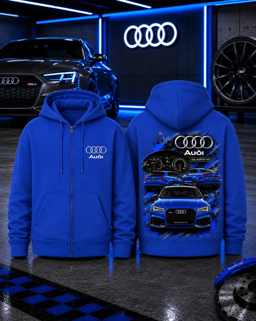 ZA Bluza na zamek z kapturem CHABER-  tył Grafika AUDI/ logo AUDI