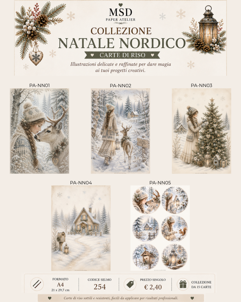 Carta di riso A 4 Natale Nordico 