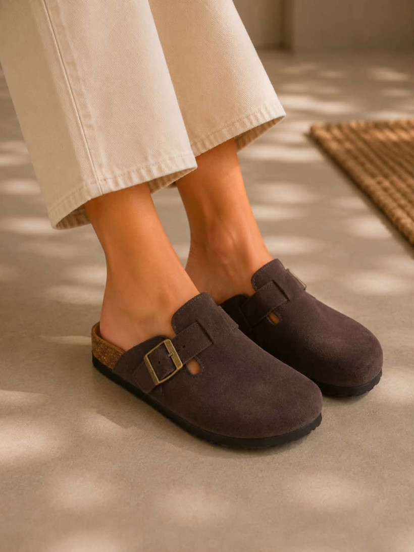 WYPRZEDAŻ Klapki damskie barefoot GOODIN SW-2663 skóra zamsz miękkie wygodne