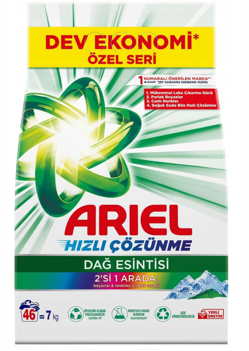 Ariel Mountain Spring 2w1 Proszek do Prania Uniwersalny 7 kg