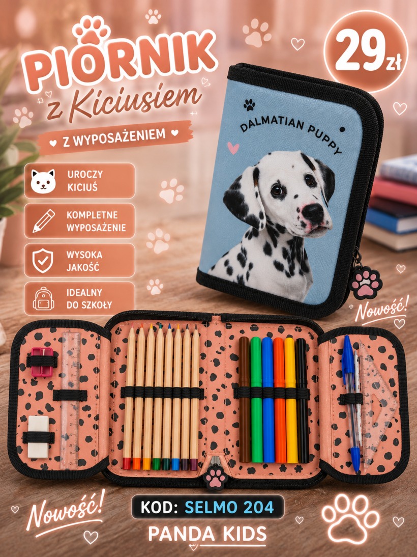 Piórnik z wyposażeniem dalmatyńczyk