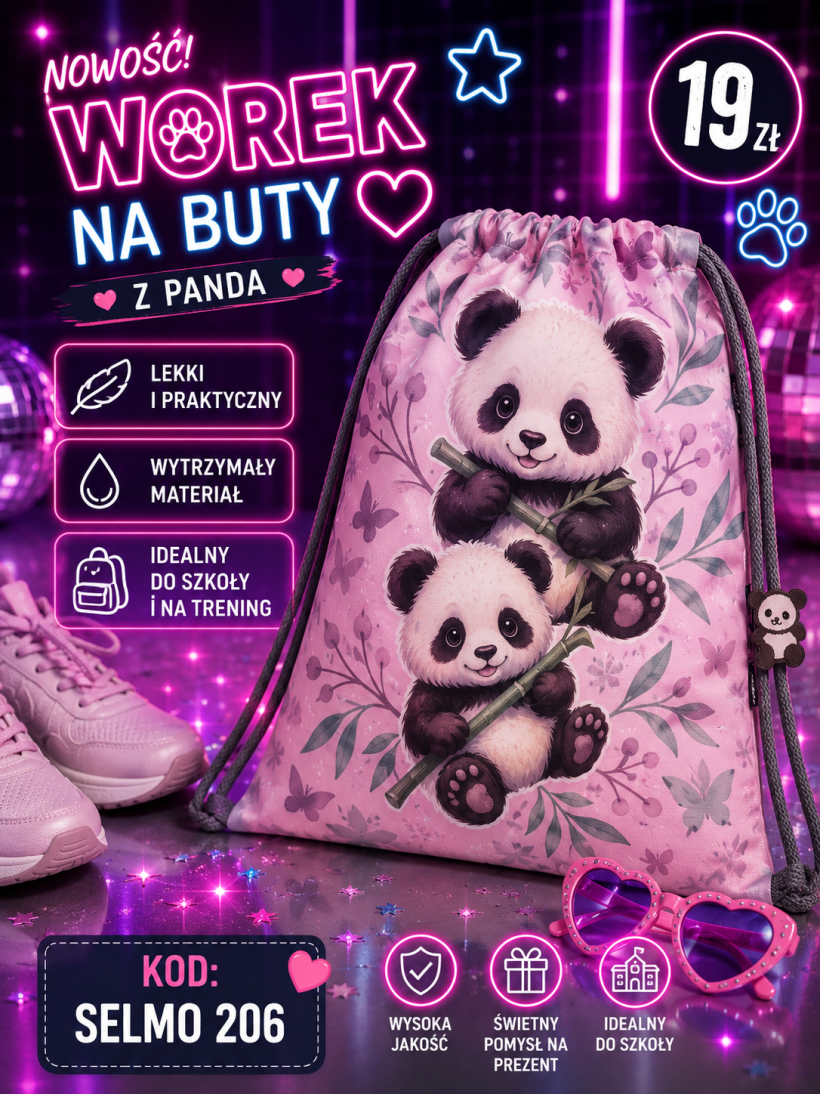 Worek na buty pandy