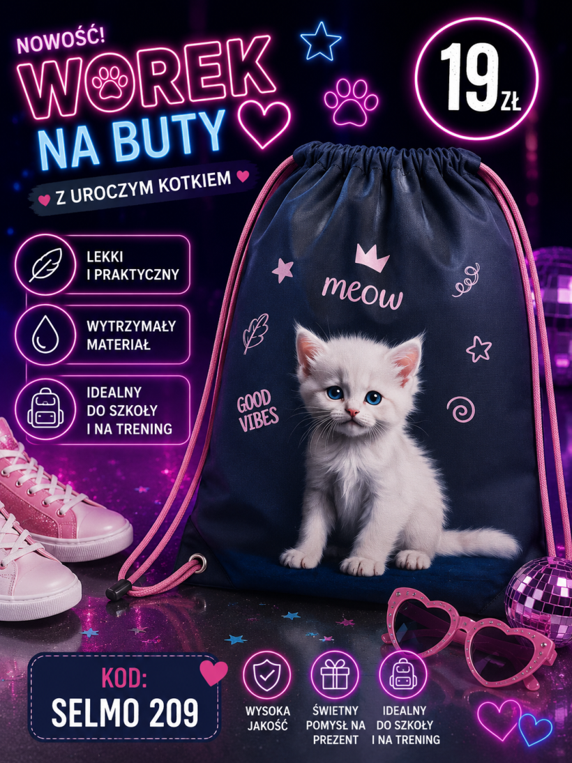 Worek na buty kotek korona