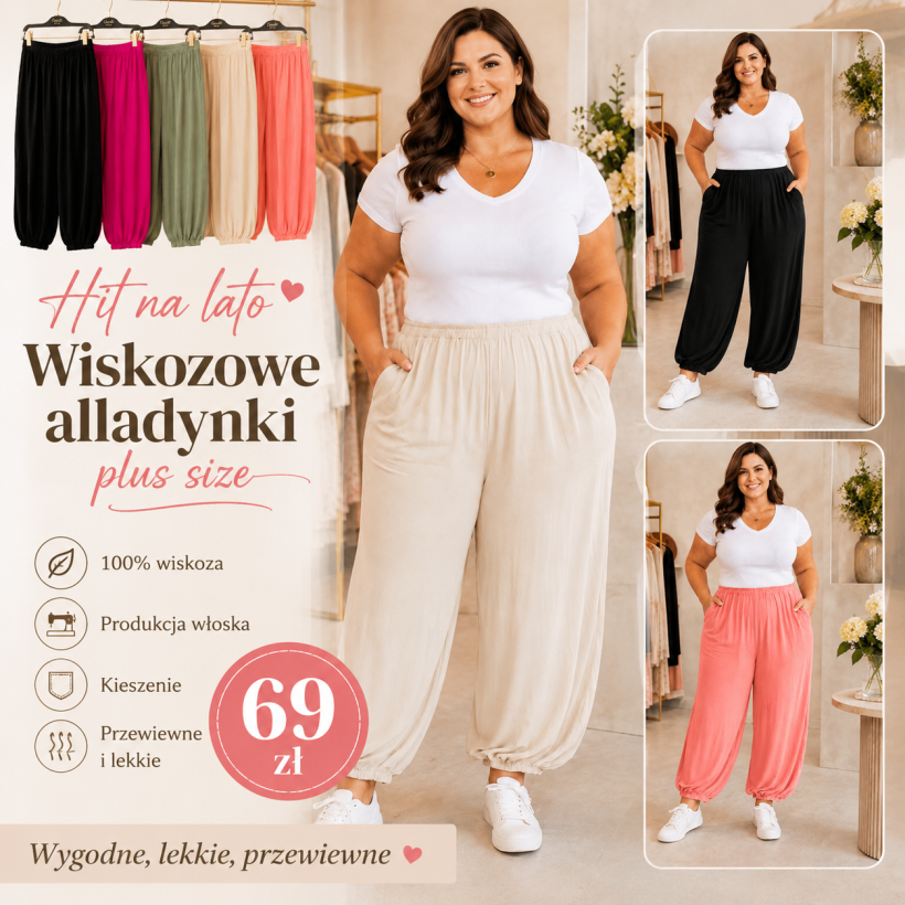 SPODNIE ALLADYNKI PLUS SIZE Z WISKOZY – ITALIA