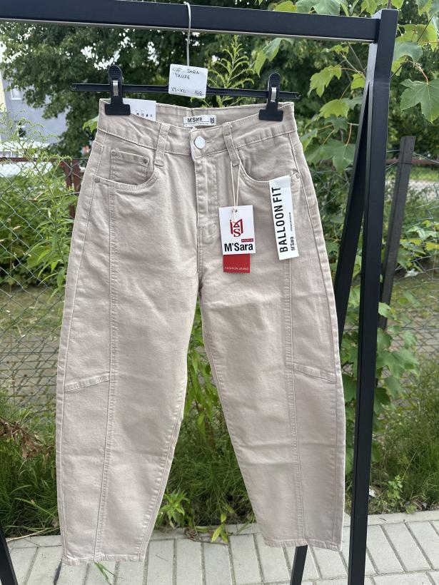 SARA TAUPE spodnie MSARA szerokie jeansy baloon BG1177-59