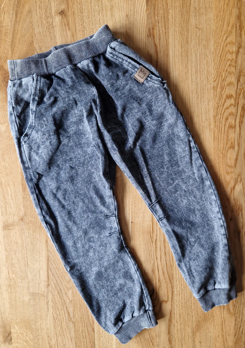 SPODNIE SZARE DEKATYZOWANE  ALA JEANS  KRZYWA NÓŻKA MIMI