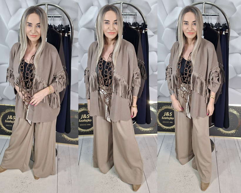 SWETER  Z FRĘDZLAMI I DŻETAMI 6316 RN13  B.WOMAN