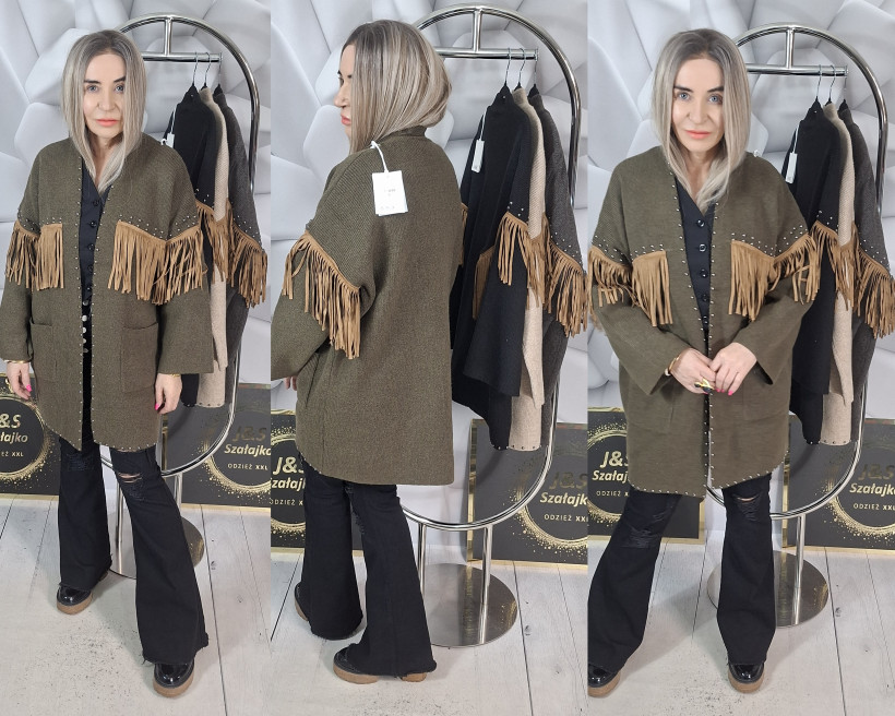 SWETER Z FRĘDZLAM / NARZUTA 1059 SK77
