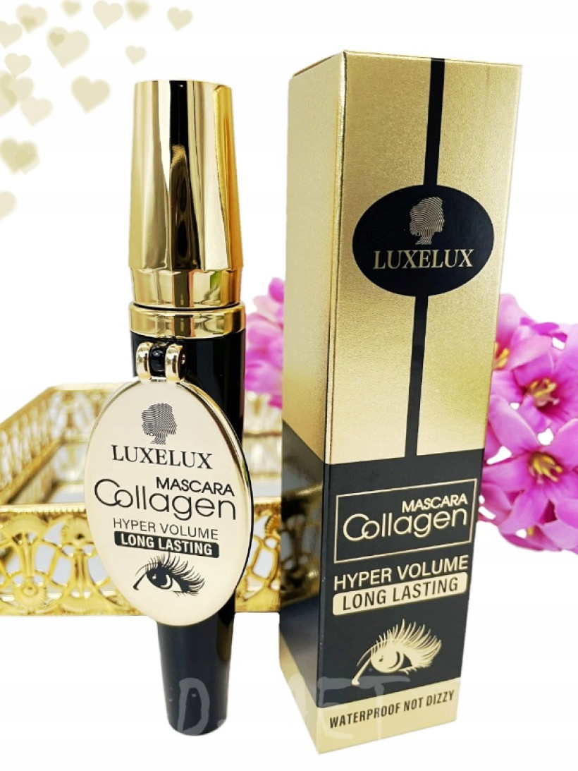 LUXELUX KOLAGENOWA MASKARA WODOODPORNY TUSZ DO RZĘS Z LUSTERKIEM CZARNY