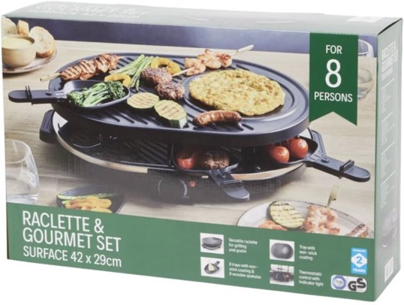 Zestaw do raclette i grillowania dla 8 osób 42x29cm 1400W