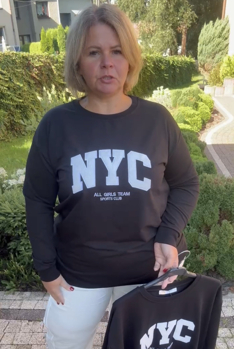 Bluza jednokolorowa, NYC, lucky - 18276 - czarna
