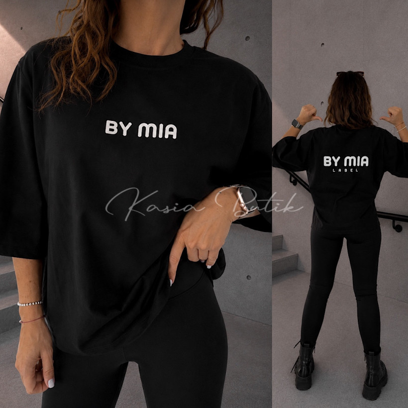 T-shirt bawełniany By Mia New Czarny