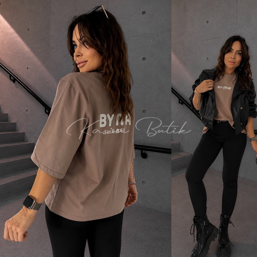 T-shirt bawełniany By Mia New Cappuccino