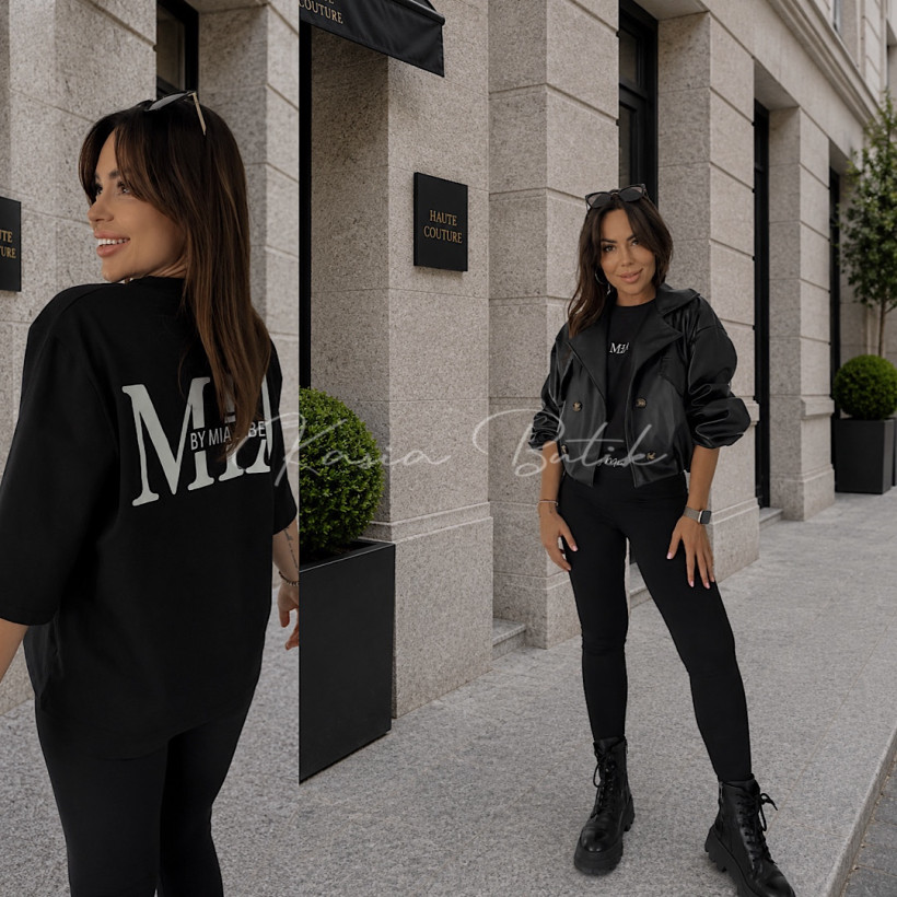 T-shirt Bawełniany By Mia Label Czarny