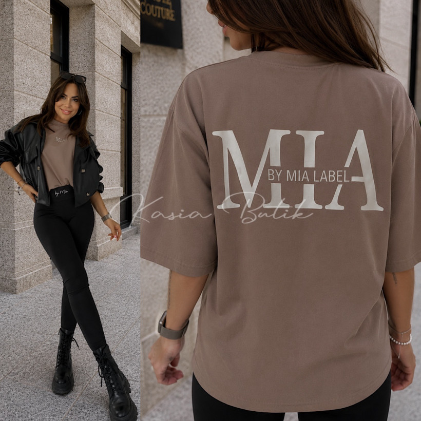 T-shirt Bawełniany By Mia Label Cappuccino