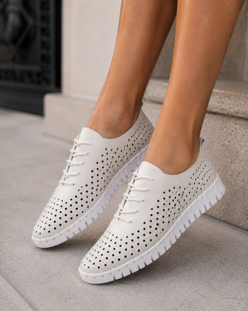 WYPRZEDAŻ  Buty sportowe skórzane Y141  BSM ażurkowe Boshimao 