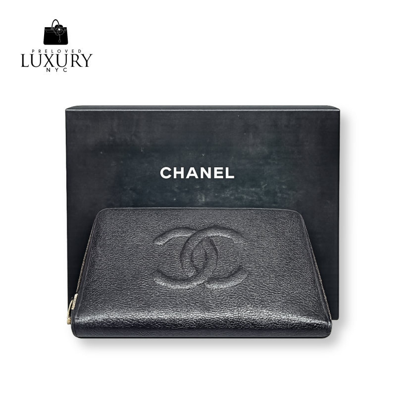 CHANEL Caviar Skin Deca Coco Round Zip Organizer Wallet (#13)