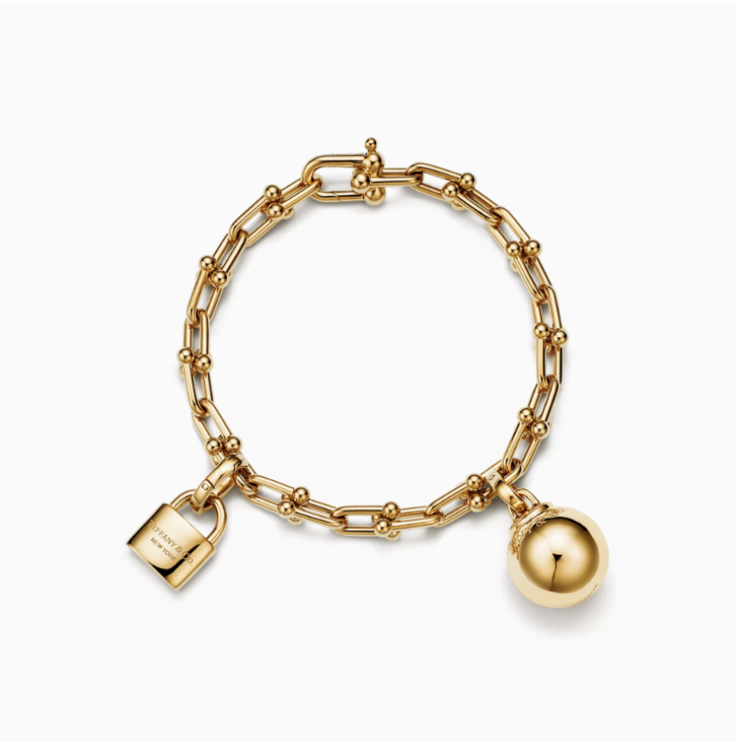 LOCK & SPHERE CHARM LINK BRACELET