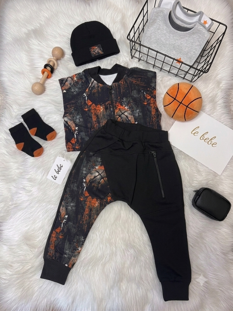 DRES PRINT PIŁKI BLUZA ROZPINANA  + SPODNIE  LE BEBE