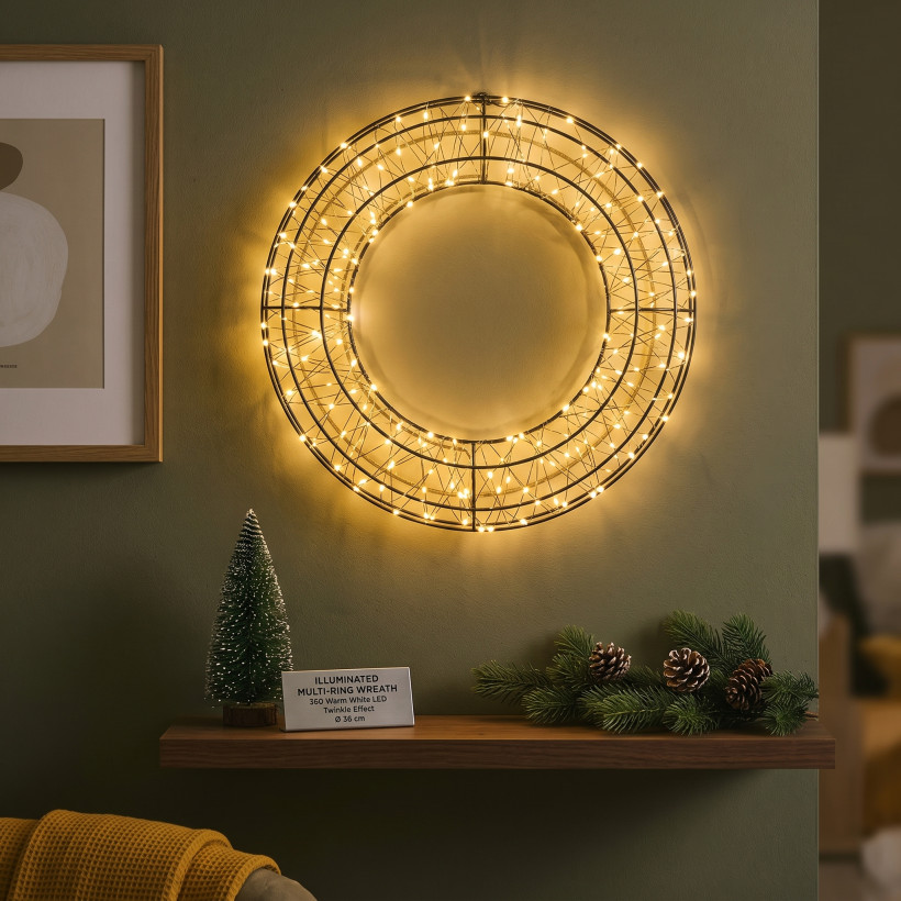 Nowoczesny wieniec świetlny LED 36 cm – 360 diod, ciepła biel