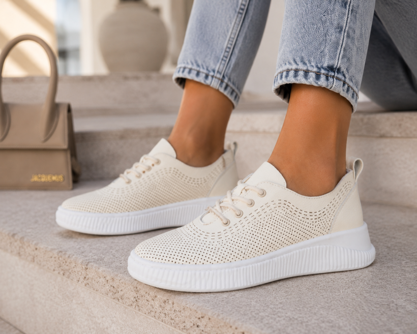 WYPRZEDAŻ Półbuty damskie buty skóra naturalna GOODIN GD-XF-186 beżowe lekkie