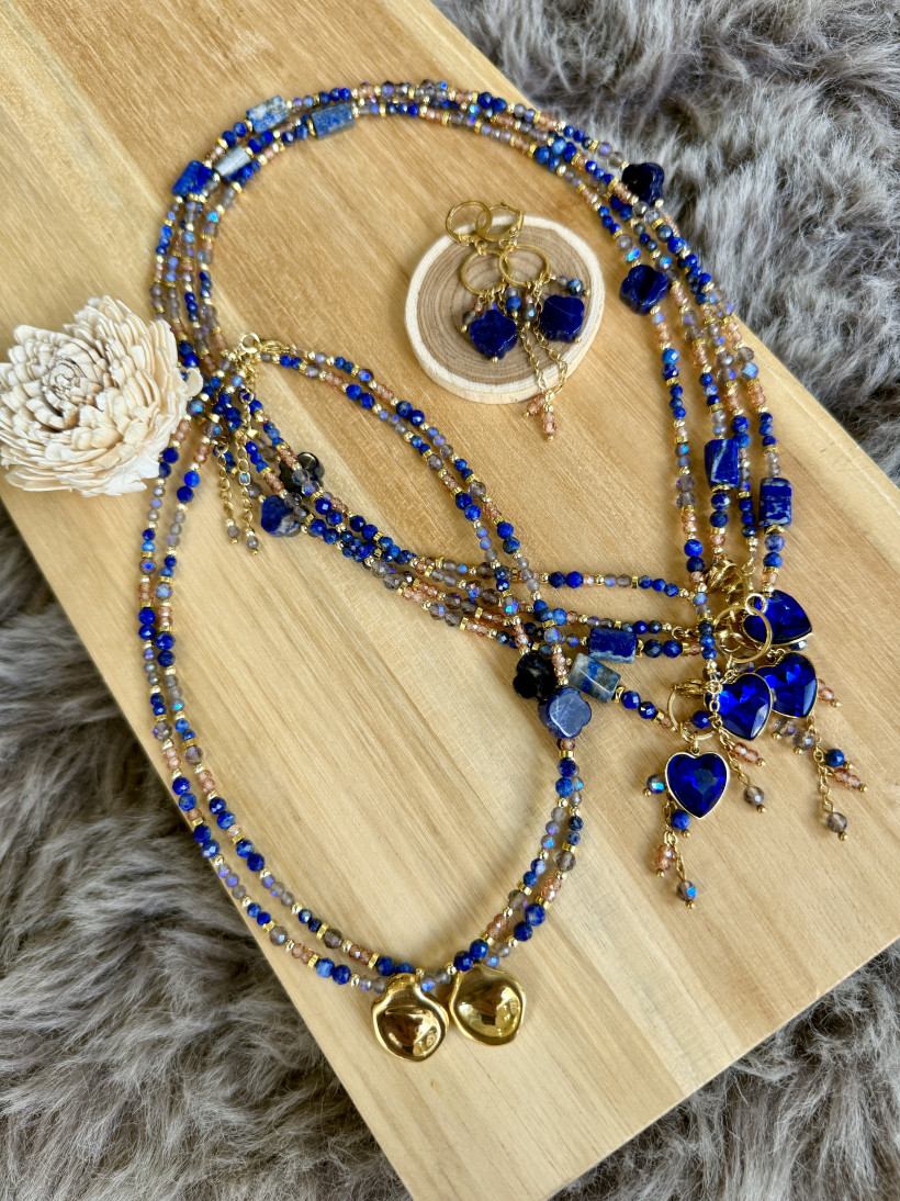 choker lapis, kwarc połysk 