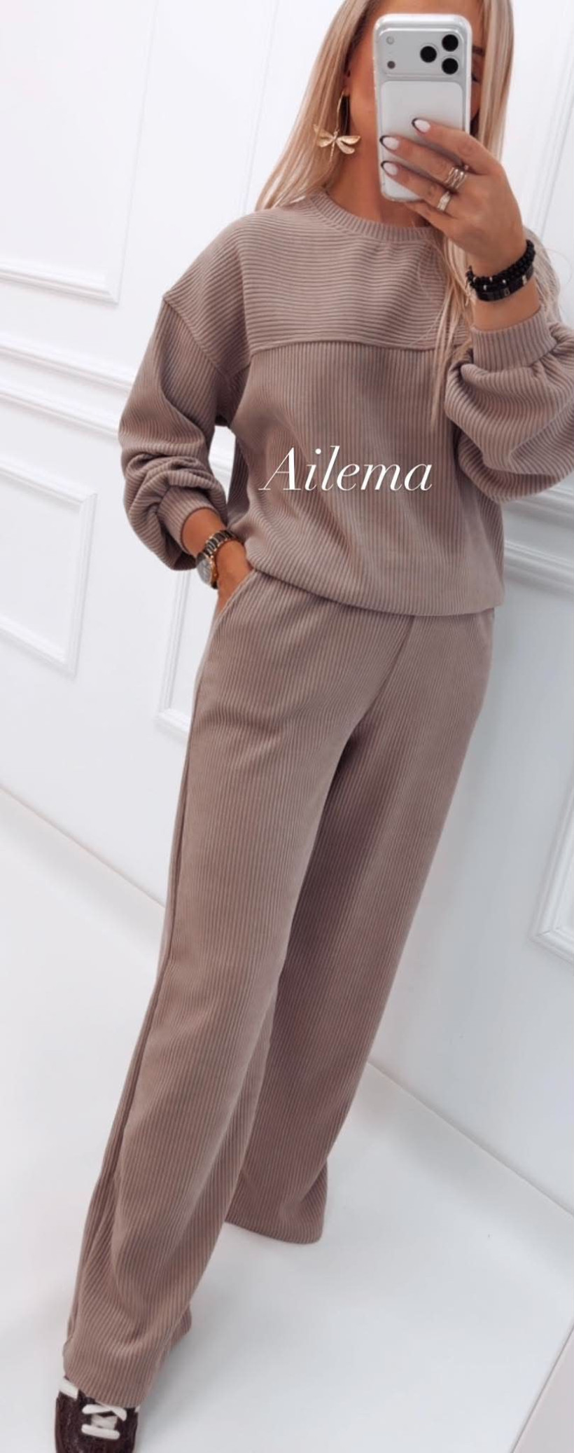 Komplet SZTRUKS 821188 bluza oversize i spodnie szeroka nogawka