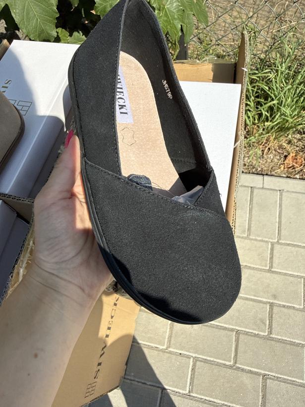 Siwy 8 balerina ze skóry naturalnej Siwiecki JH579P black 