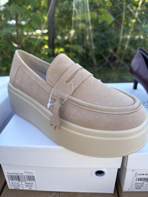 Siwy 19 mokasyn buła beżowa skóra naturalna NS603P beige