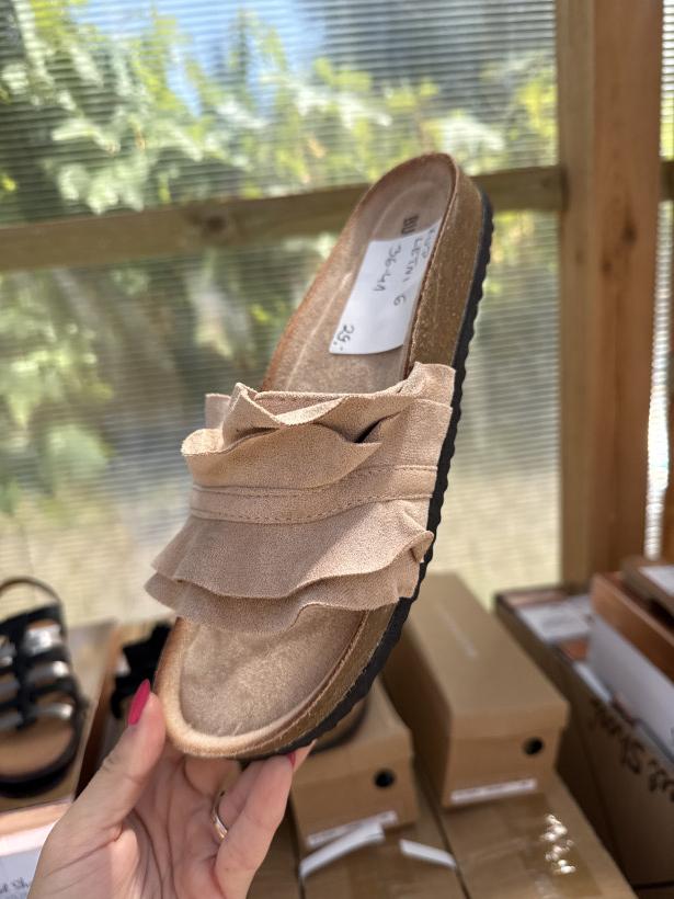 Letni 6 laczek korek marszczenie beżowy Buonarotti AY-5324 beige