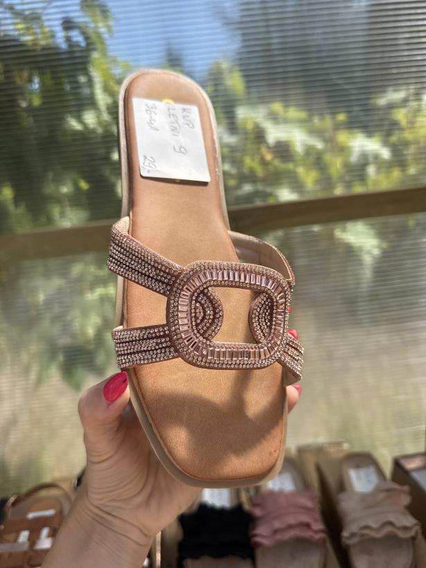 Letni 9 laczek cyrkonia hermeska szampan Sweet Shoes WS-61 Champagne 