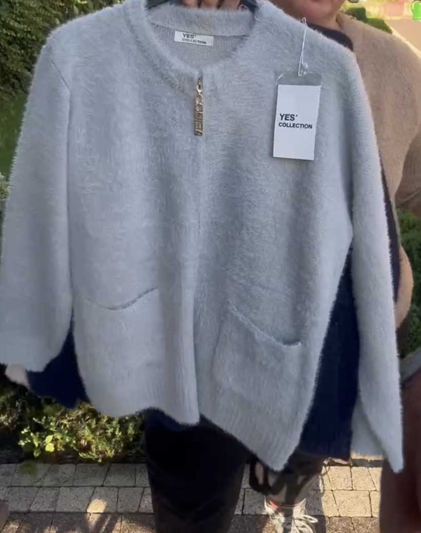 Sweter na zamek jednokolorowy, alpaka, yes, (rozm. m/l, xl/2xl) - 7910 - popiel