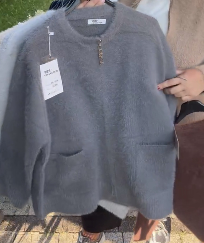 Sweter na zamek jednokolorowy, alpaka, yes, (rozm. m/l, xl/2xl) - 7910 - grafit