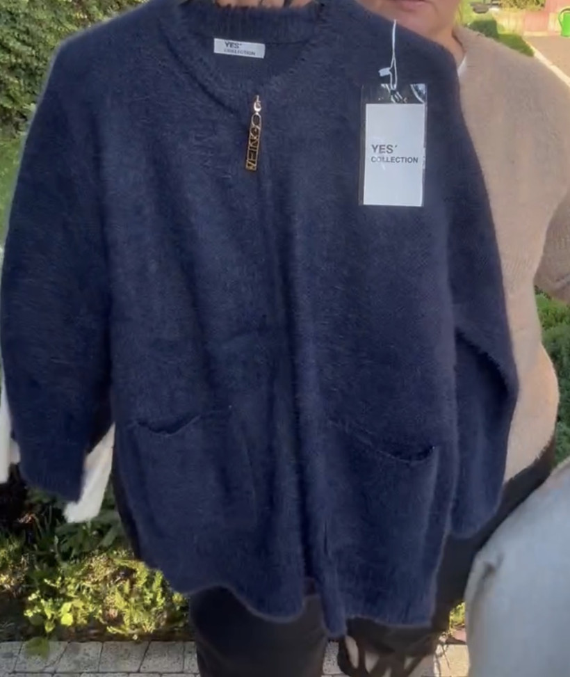 Sweter na zamek jednokolorowy, alpaka, yes, (rozm. m/l, xl/2xl) - 7910 - granat