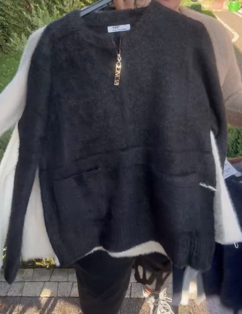 Sweter na zamek jednokolorowy, alpaka, yes, (rozm. m/l, xl/2xl) - 7910 - czarny