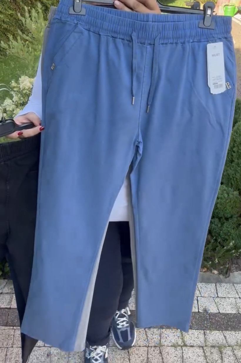 Spodnie jednokolorowe na gumie, must, rozm. 5xl/6xl - 1021 - niebieskie