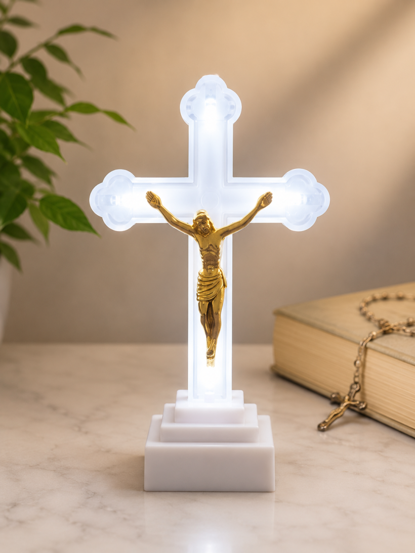 Krzyż Podświetlany LED do Lampionów Nagrobnych na Grób 13 × 8 × 5,5 cm