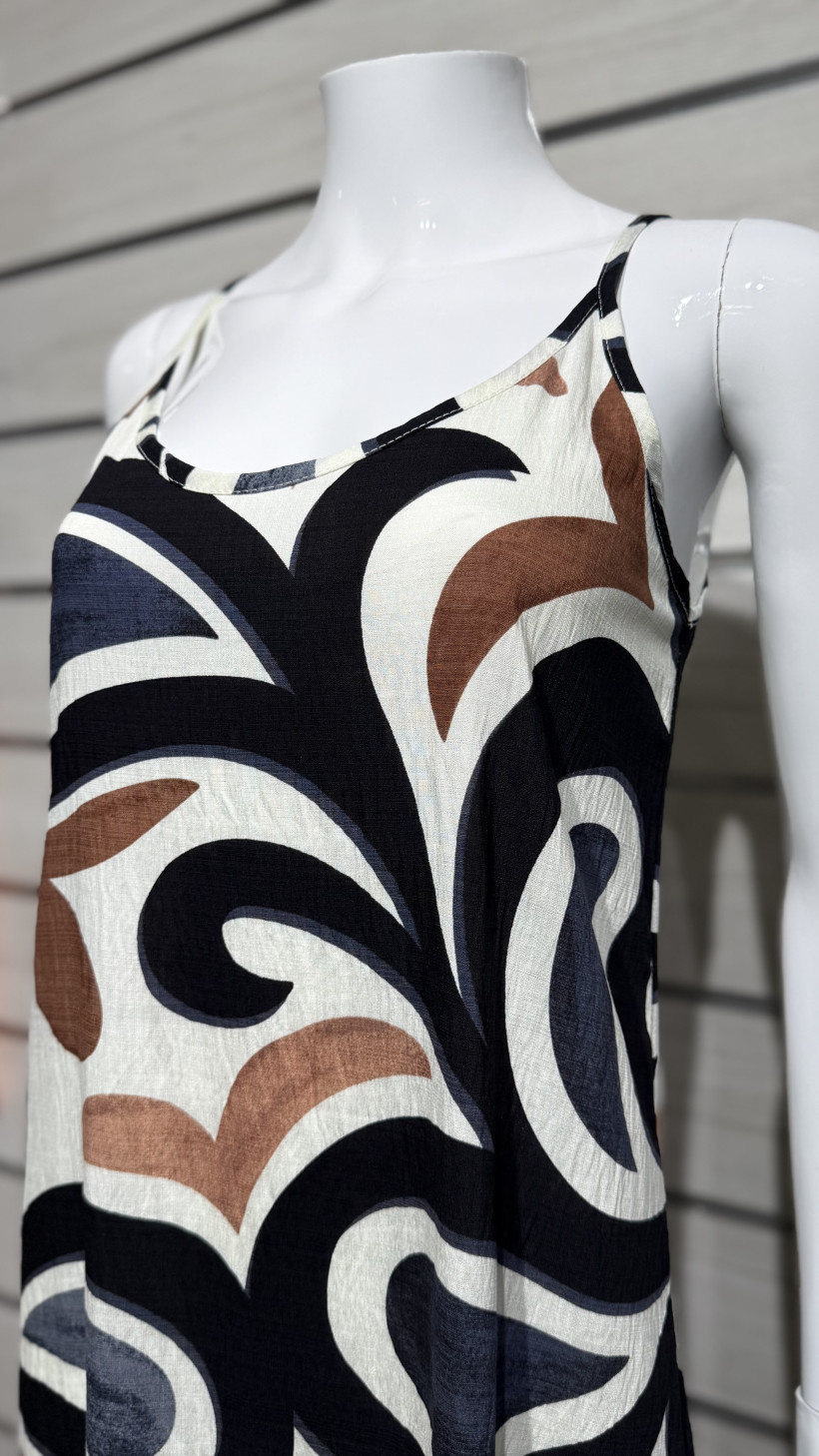 VESTIDO ALÇAS FINAS GEOMETRICO