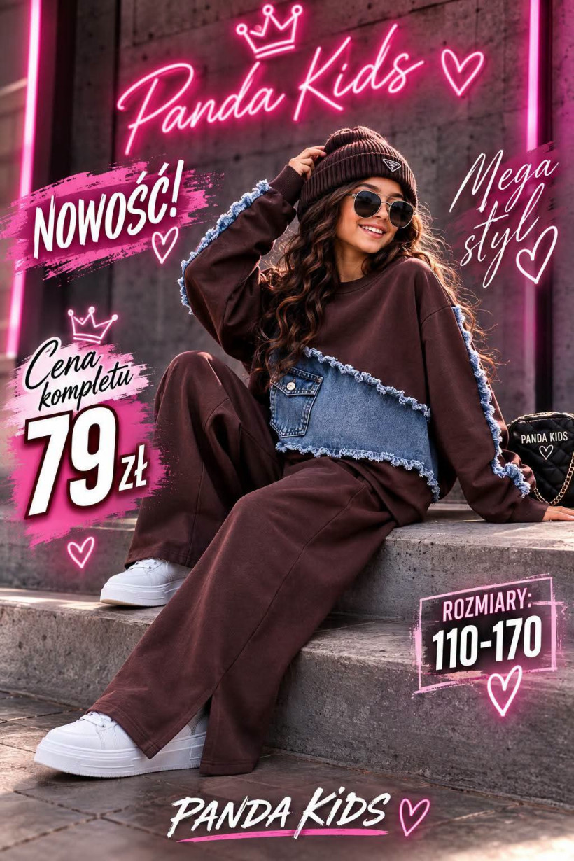 Komplet bawełna jeans czekolada