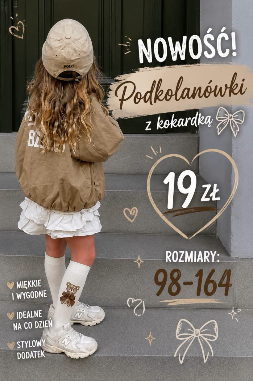 Podkolanówki miś kokardka