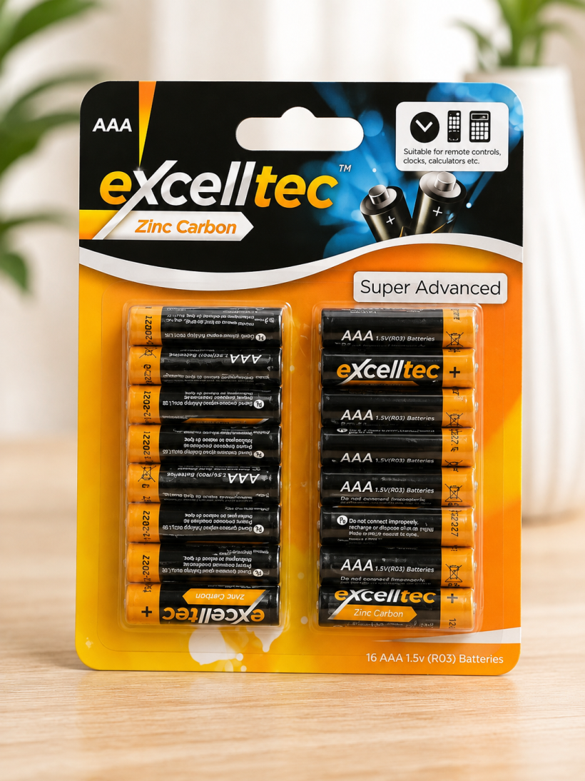 Baterie AAA Excelltec Zinc Carbon 1,5 V – 16 szt.