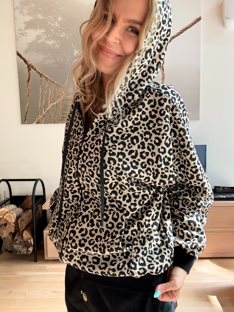 Bluza kangurka Leopard Zip Bocca