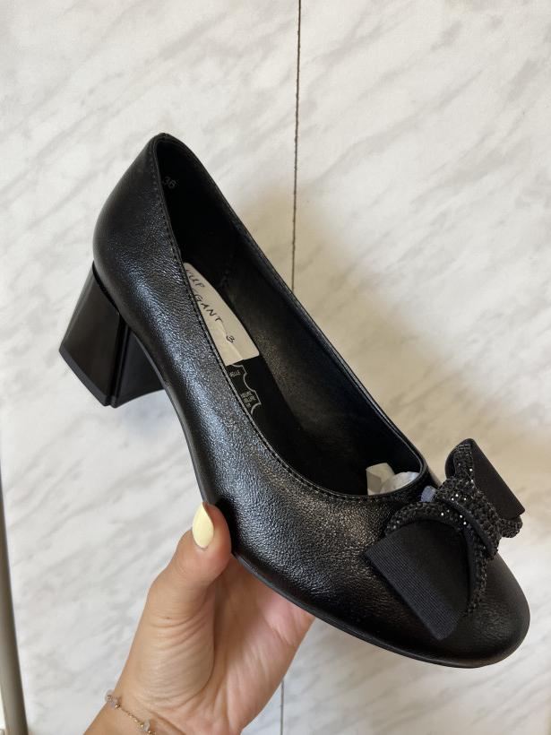 ELEGANT 3 obcas daszyński sa281-7 black czarny obcas lico z kokardą
