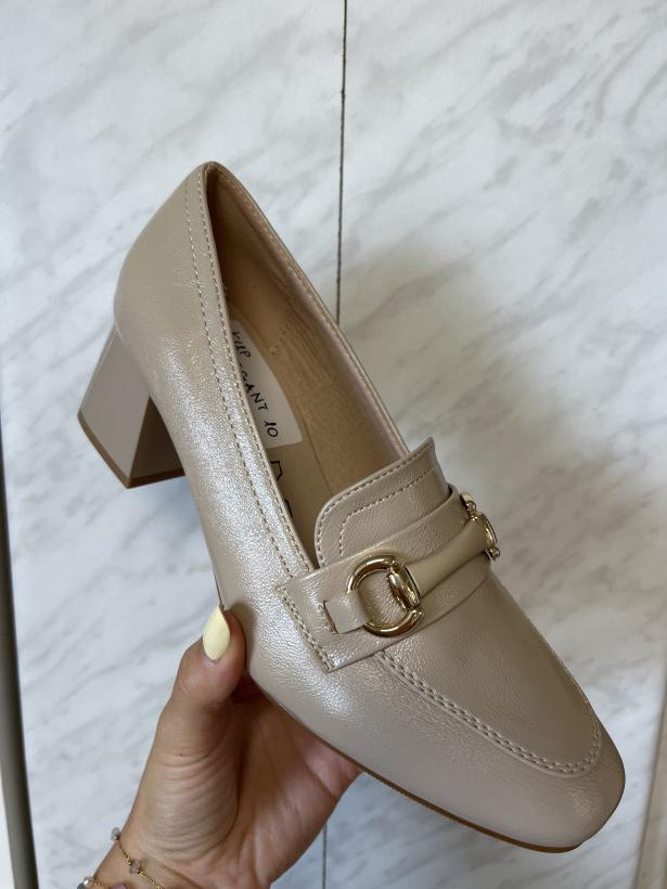 ELEGANT 10 mokasyn jezzi rmr25141-3 beige beżowy mokasyn lico na klocku z wędzidłem