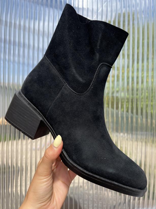JESIENIARA 3 botek inia 9624 black skóra czarny botek na klocku