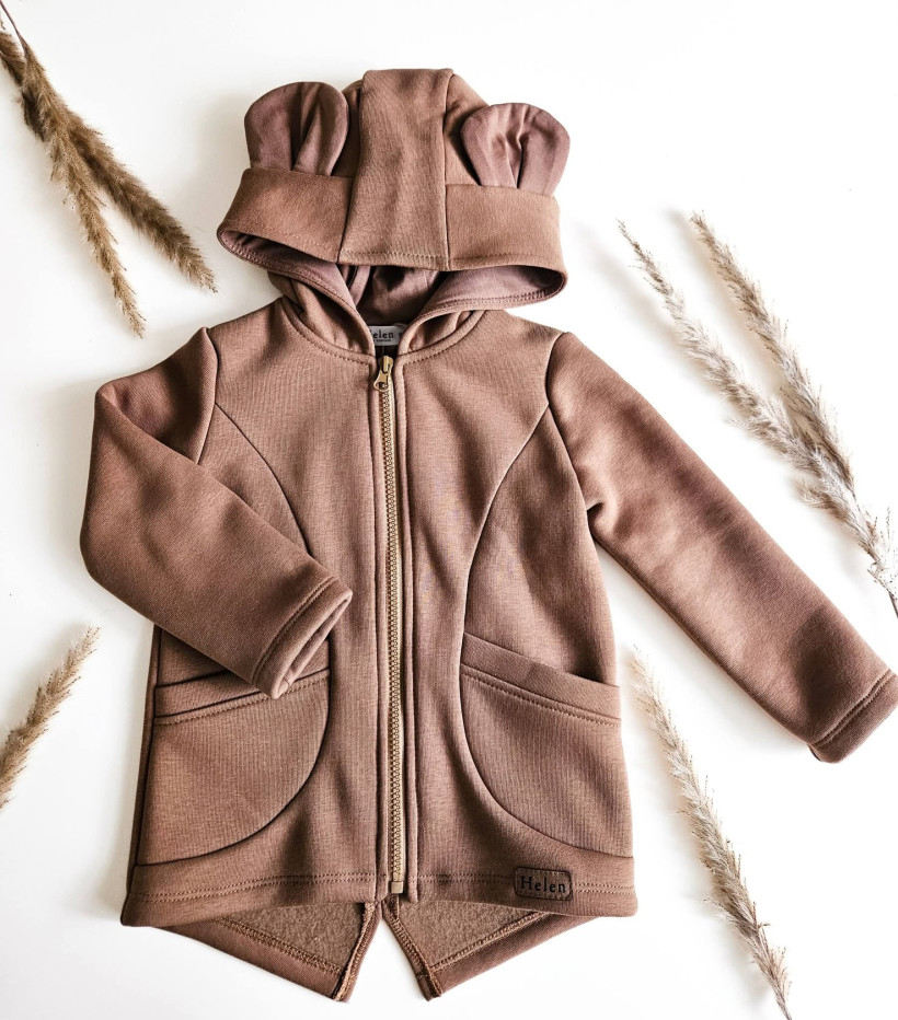 BLUZA OCIEPLANA MIŚ JASNY BRĄZ HELEN (wykonana z grubej dresówki drapanej 320g/m2)