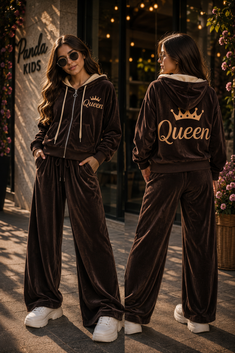 bluza kaptur QUEEN czekolada