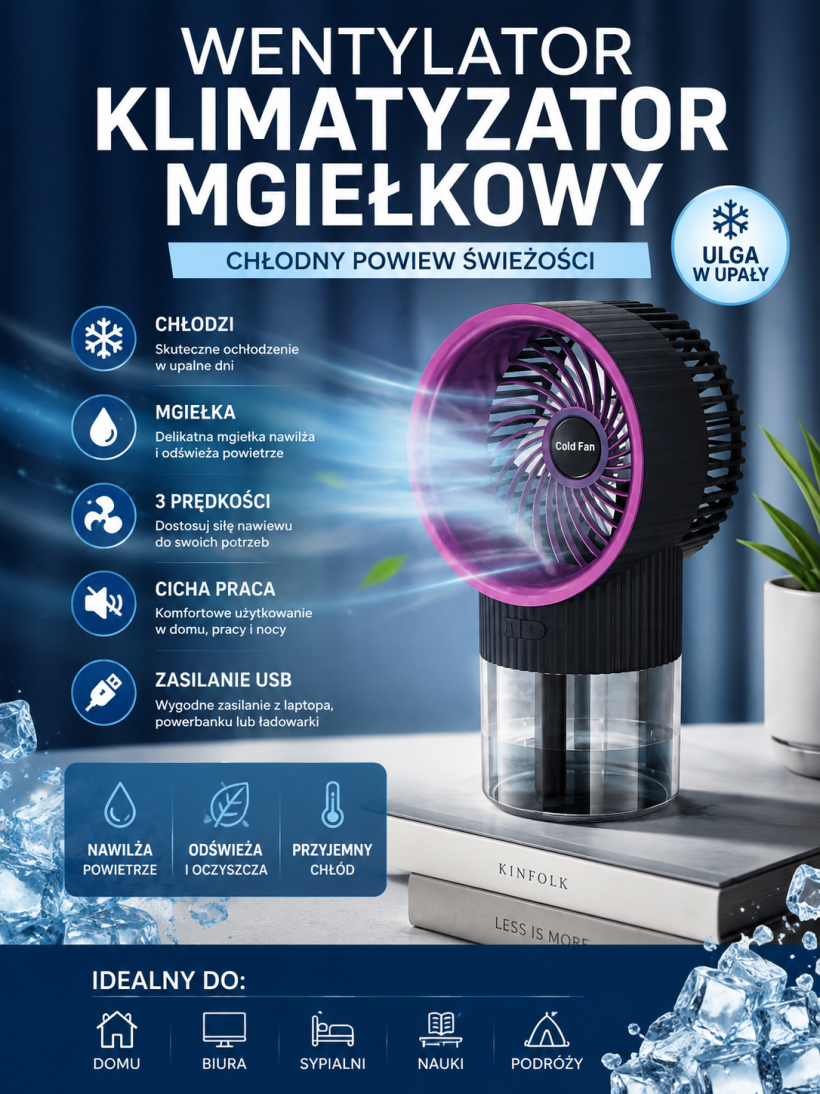 WENTYLATOR klimatyzator mgiełkowy