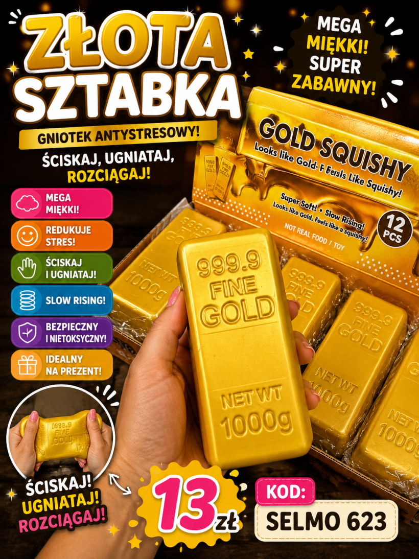 Gniotek sztabka złota