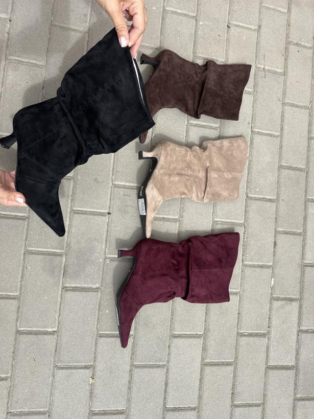 Modny botek wysoki cholewka wyprofilowana A-6027 4kolory